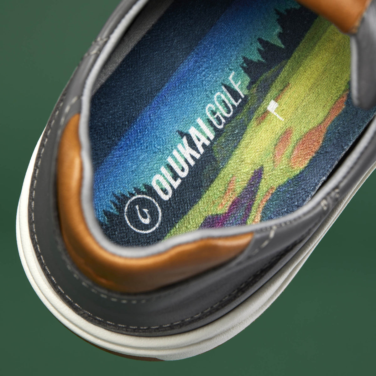 OluKai Wai‘alae Men’s Waterproof Leather Golf Shoes - Stone