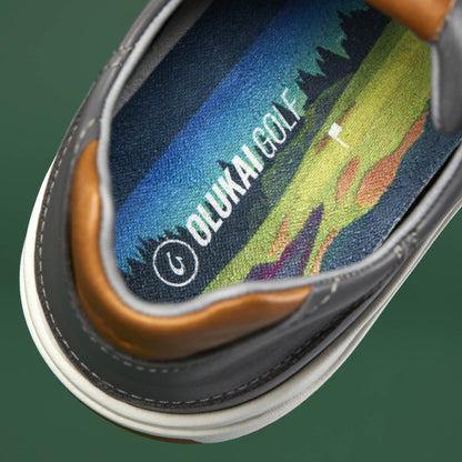 OluKai Wai‘alae Men’s Waterproof Leather Golf Shoes - Stone