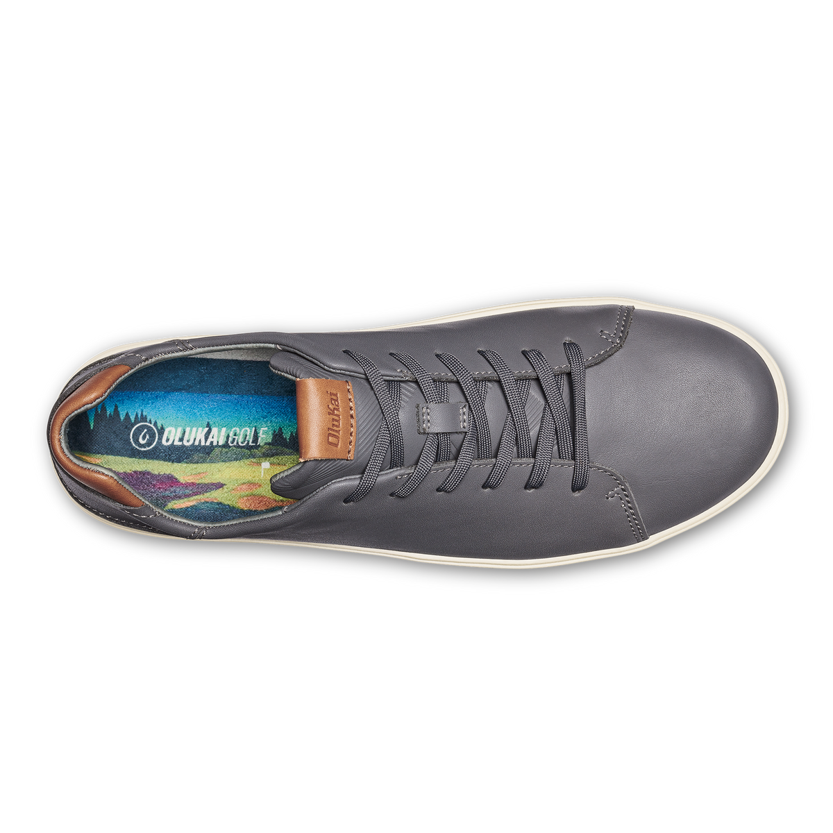 OluKai Wai‘alae Men’s Waterproof Leather Golf Shoes - Stone