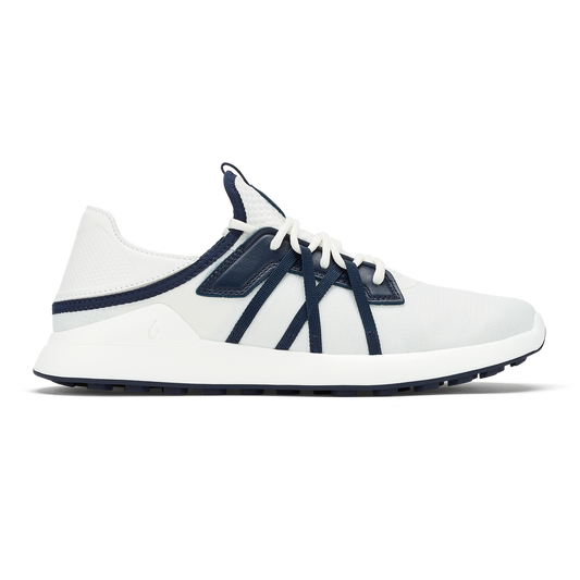 OluKai Manele Men’s Breathable Golf Shoes - Bright White / Mood Indigo
