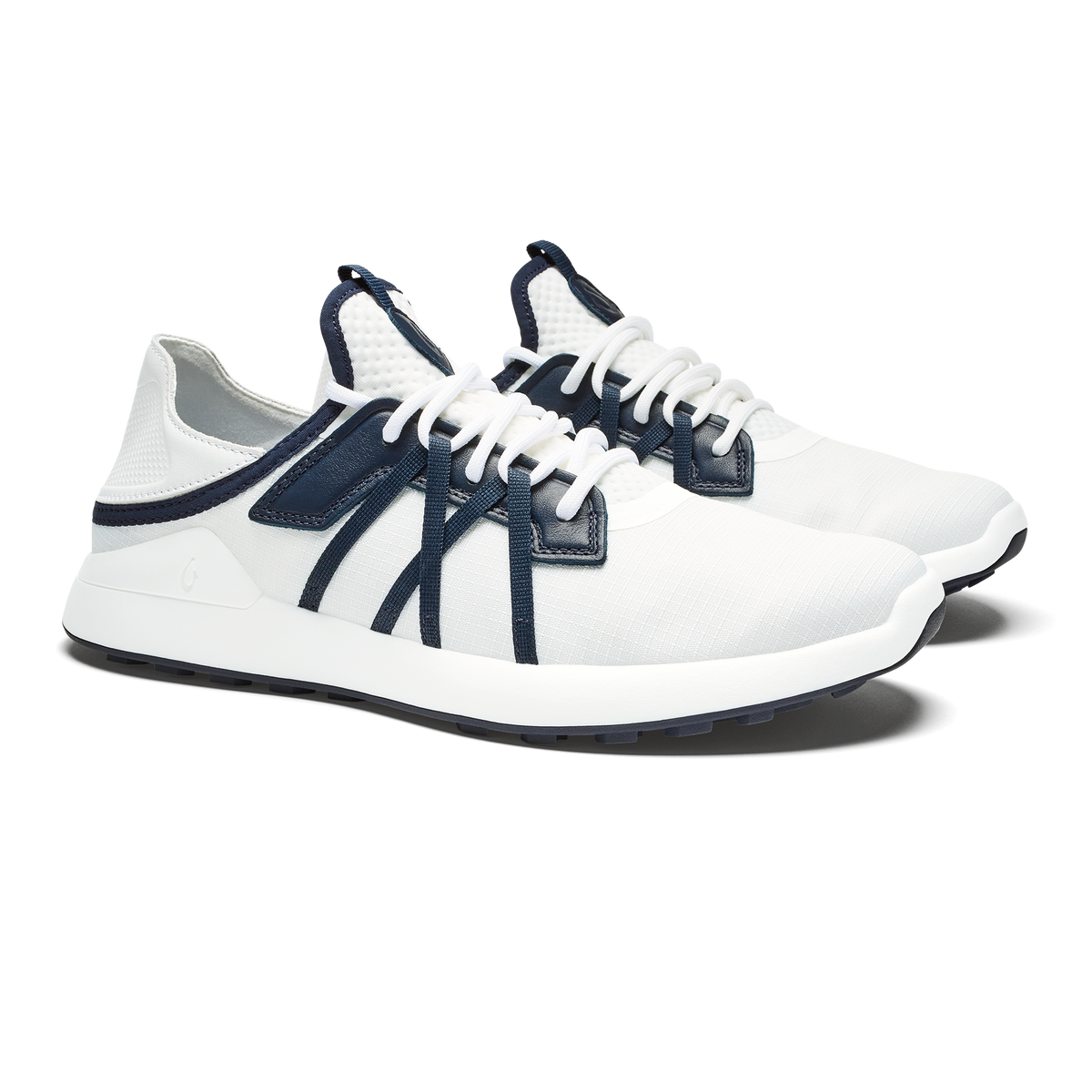 OluKai Manele Men’s Breathable Golf Shoes - Bright White / Mood Indigo