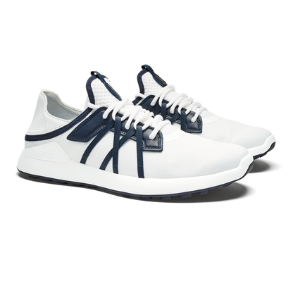 OluKai Manele Men’s Breathable Golf Shoes - Bright White / Mood Indigo
