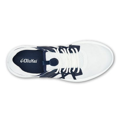 OluKai Manele Men’s Breathable Golf Shoes - Bright White / Mood Indigo