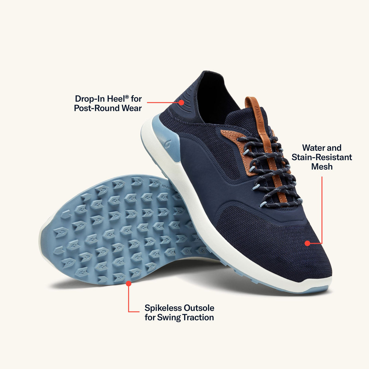 OluKai OluKai Kā‘anapali Men’s Golf Shoe - Trench Blue / Sea Ice