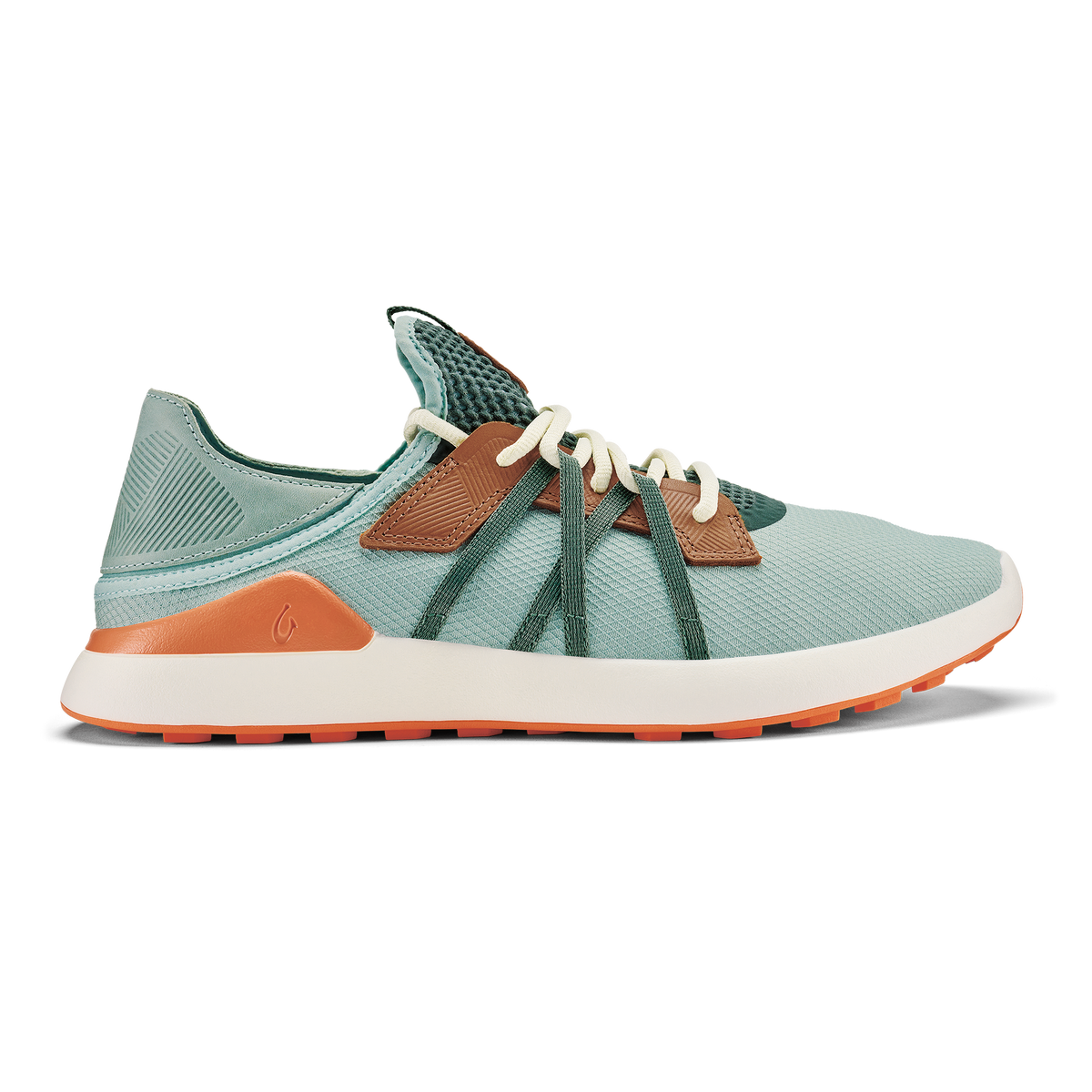OluKai Manele Men’s Breathable Golf Shoes - Pale Moss / Molten Orange