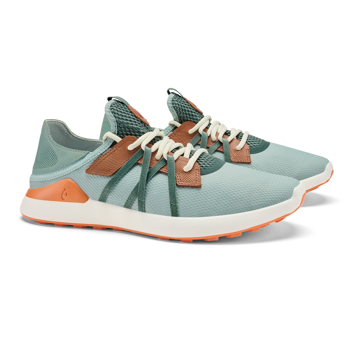 OluKai Manele Men’s Breathable Golf Shoes - Pale Moss / Molten Orange