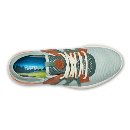 OluKai Manele Men’s Breathable Golf Shoes - Pale Moss / Molten Orange