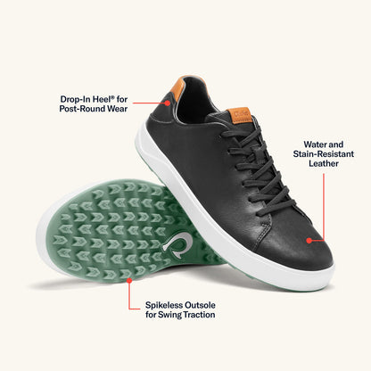 OluKai Wai‘alae Men’s Waterproof Leather Golf Shoes - Black