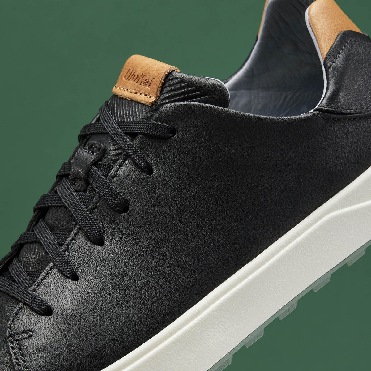 OluKai Wai‘alae Men’s Waterproof Leather Golf Shoes - Black