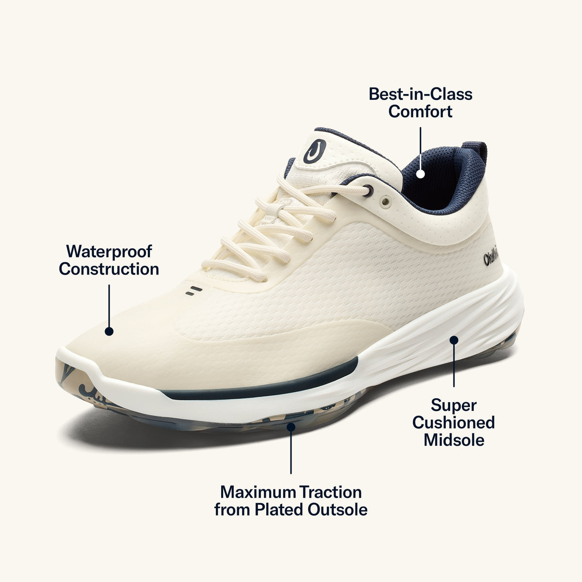 OluKai Mākena Men’s Waterproof Golf Shoes - White Sand