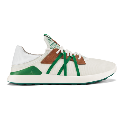 OluKai Manele Men’s Breathable Golf Shoes - White / Bamboo