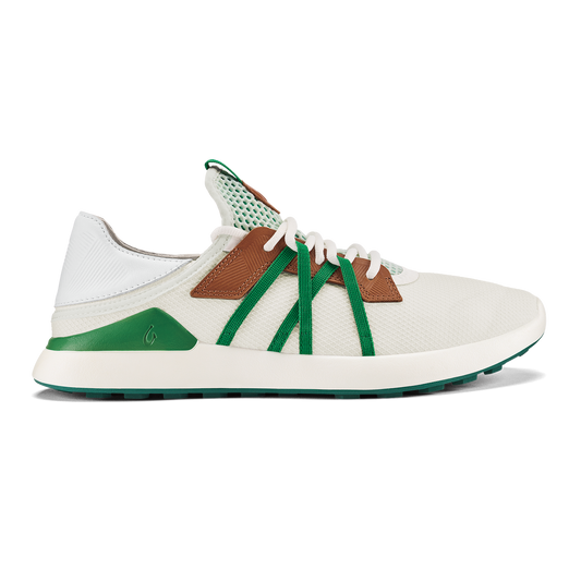 OluKai Manele Men’s Breathable Golf Shoes - White / Bamboo