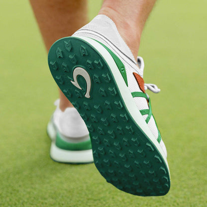 OluKai Manele Men’s Breathable Golf Shoes - White / Bamboo