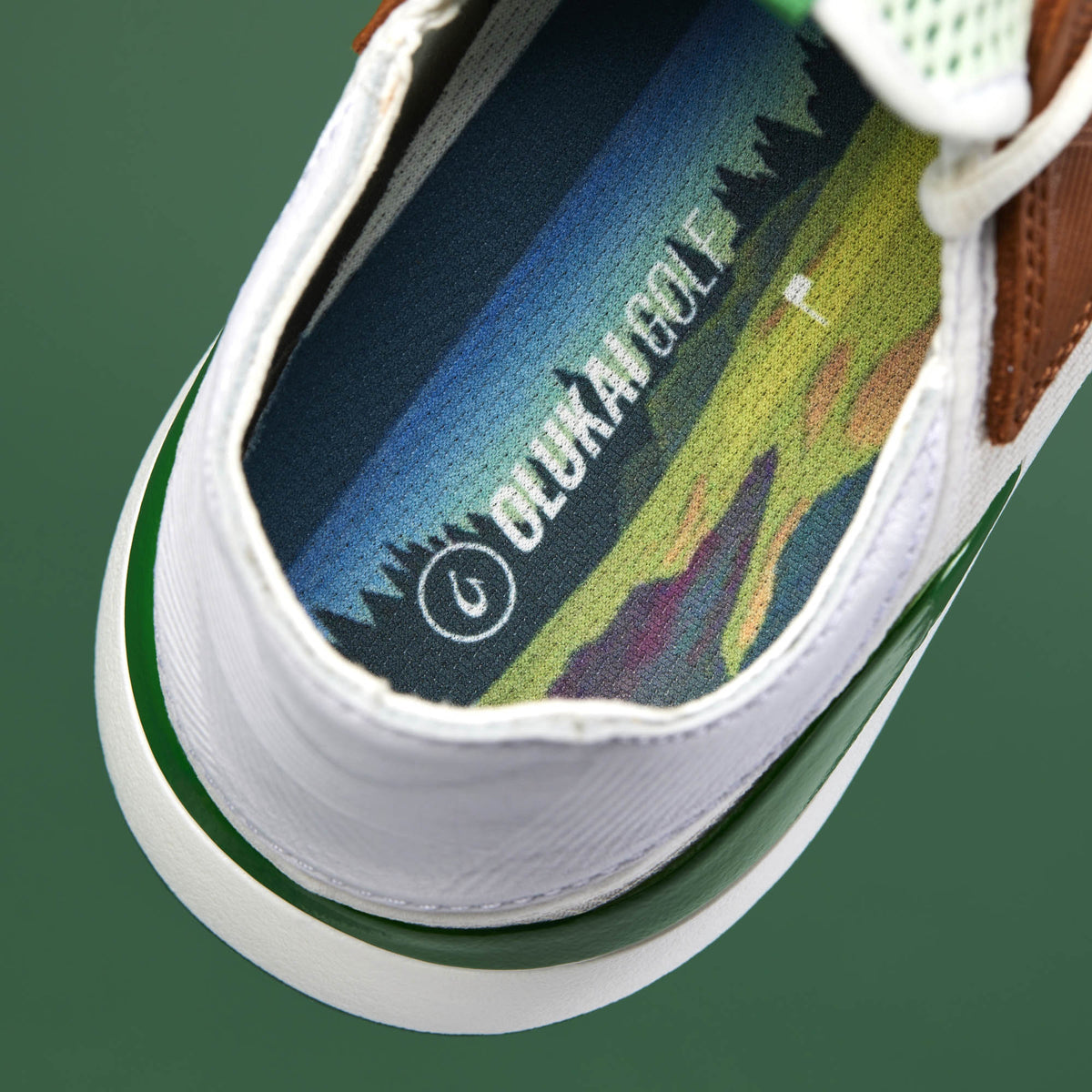 OluKai Manele Men’s Breathable Golf Shoes - White / Bamboo