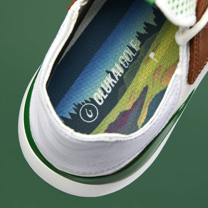 OluKai Manele Men’s Breathable Golf Shoes - White / Bamboo