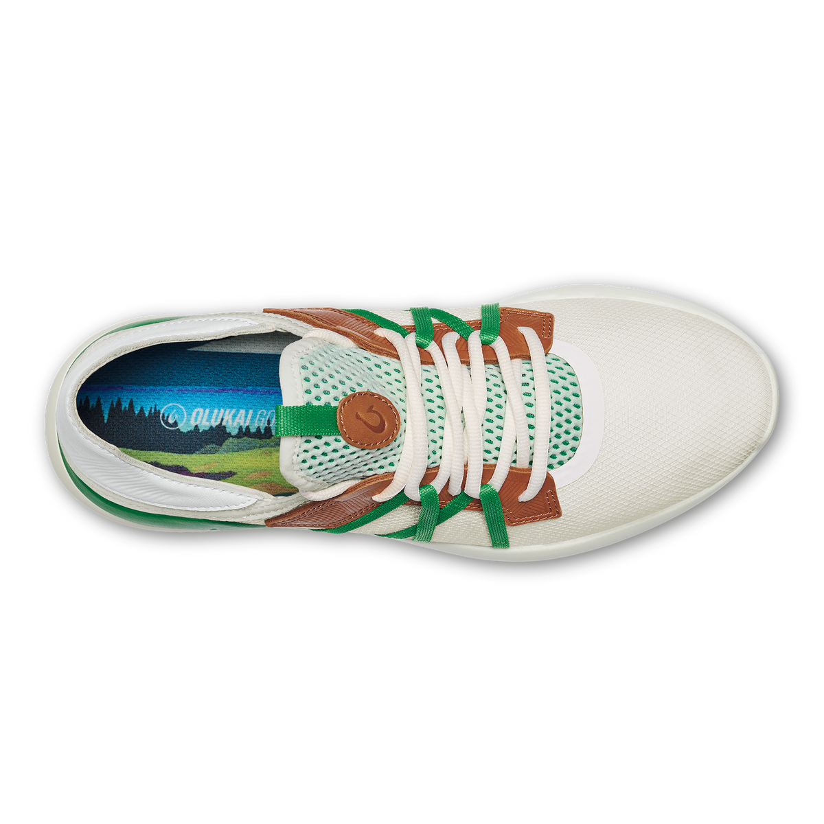 OluKai Manele Men’s Breathable Golf Shoes - White / Bamboo