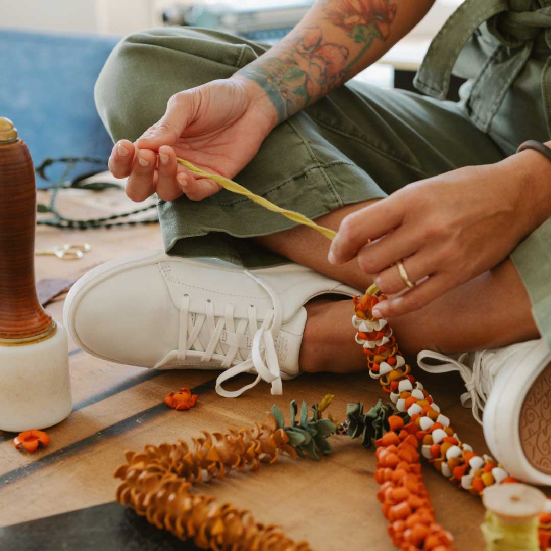 OluKai Pehuea Lī ‘Ili Women's Leather Sneakers - White