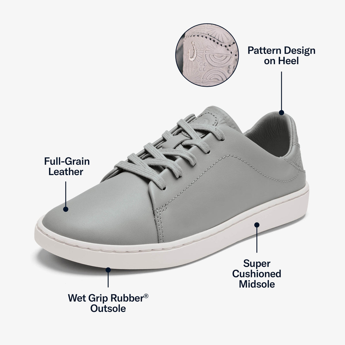 OluKai Pehuea Lī ‘Ili Women's Leather Sneakers - Ash