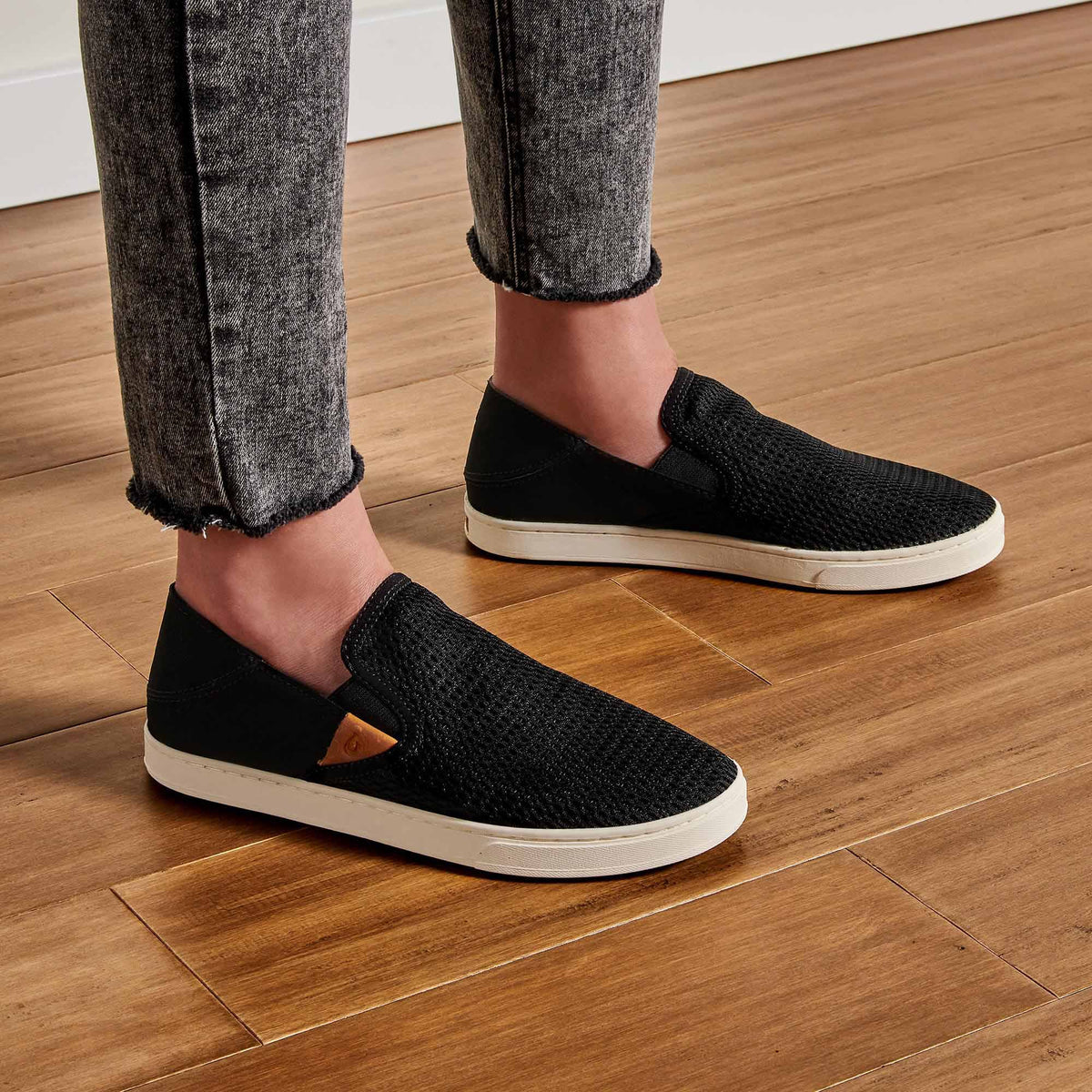 OluKai Pehuea Women's Breathable Slip-On Sneakers - Black