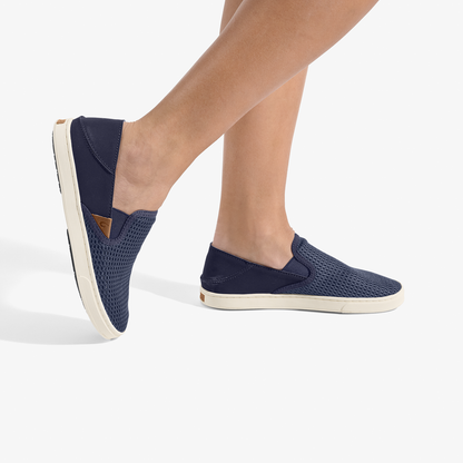 OluKai Pehuea Women's Breathable Slip-On Sneakers - Trench Blue