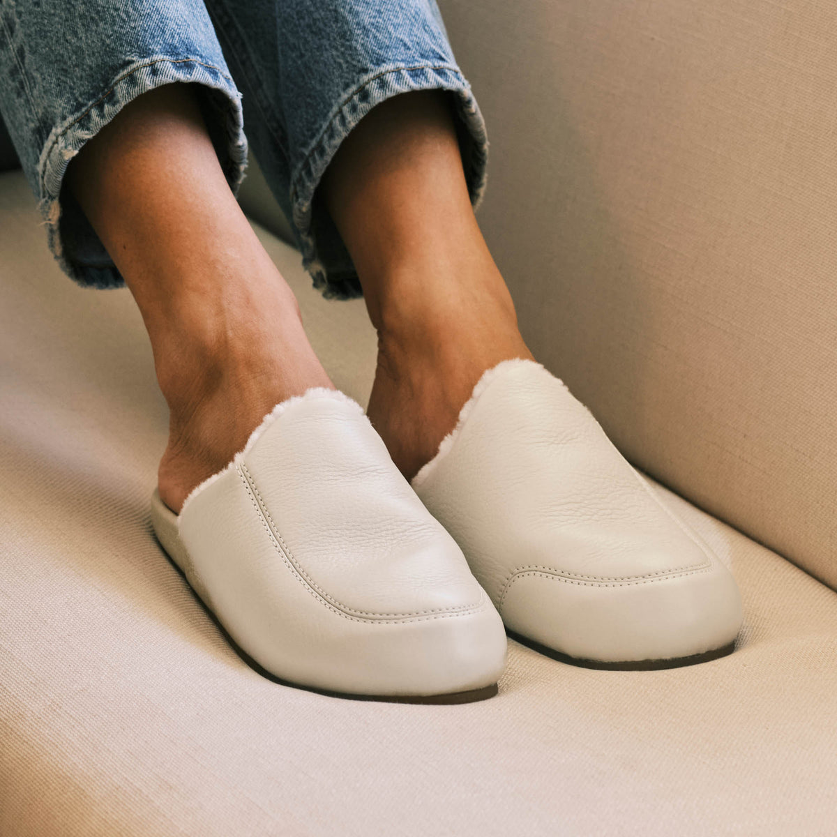 OluKai Kōnea Women’s Leather Slipper Mules - Bone