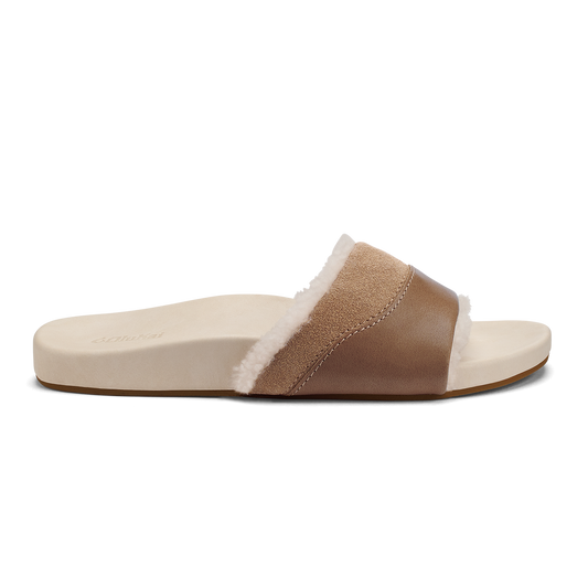 OluKai Hō‘ala Slide Women’s Slide Slipper Sandals - Tan / Puka