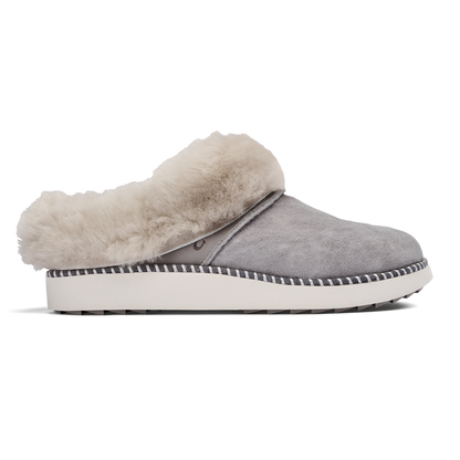 OluKai Ku‘i Women’s Fuzzy Slip-On Slippers - Fog