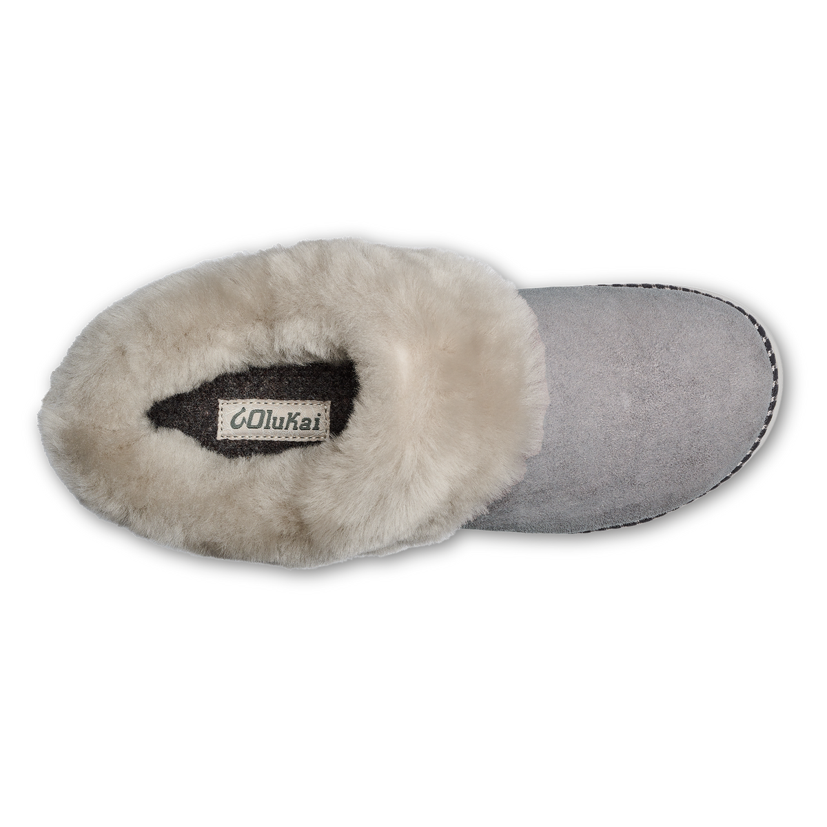 OluKai Ku‘i Women’s Fuzzy Slip-On Slippers - Fog