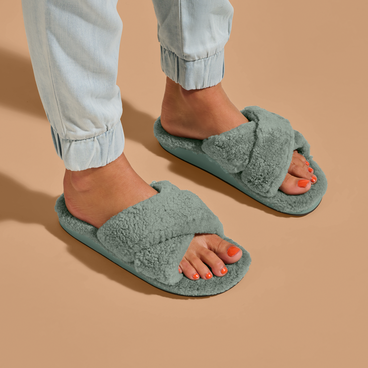 OluKai Hila Heu Women’s Slide Slipper Sandals - Muted Green