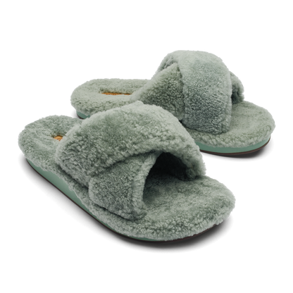 OluKai Hila Heu Women’s Slide Slipper Sandals - Muted Green