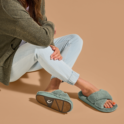 OluKai Hila Heu Women’s Slide Slipper Sandals - Muted Green
