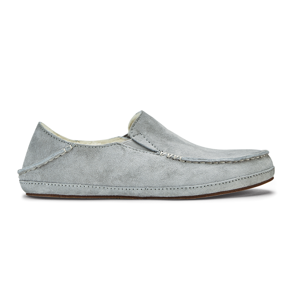 OluKai Nohea Women's Leather Slippers - Pale Grey