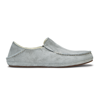 OluKai Nohea Women's Leather Slippers - Pale Grey