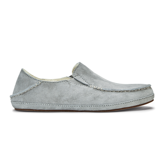 OluKai Nohea Women's Leather Slippers - Pale Grey