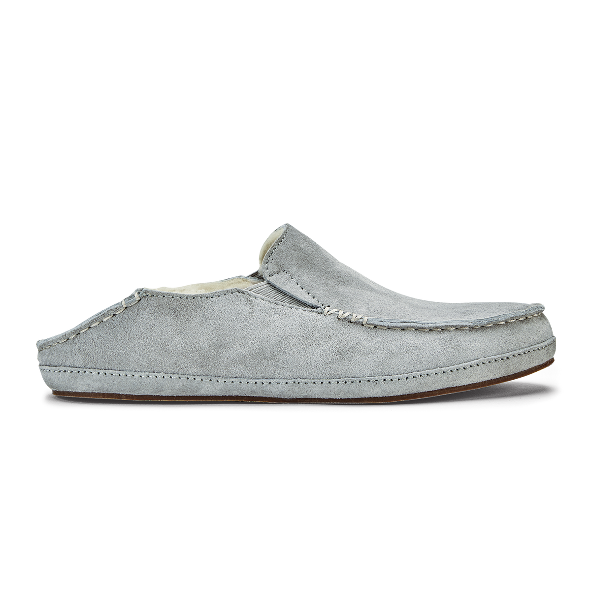 OluKai Nohea Women's Leather Slippers - Pale Grey