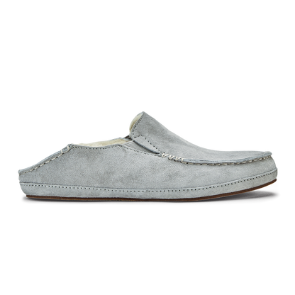OluKai Nohea Women's Leather Slippers - Pale Grey