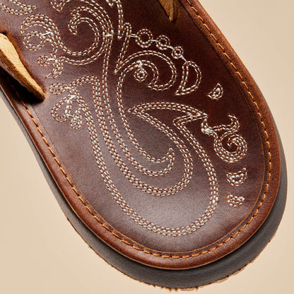 OluKai Paniolo Women’s Leather Beach Flip Flops - Natural