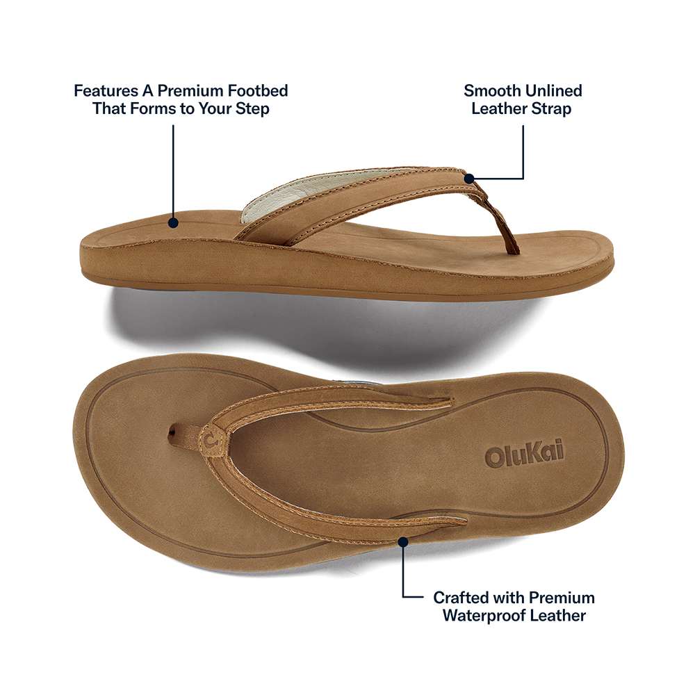 OluKai Southshore Women’s Waterproof Leather Sandals - Toffee