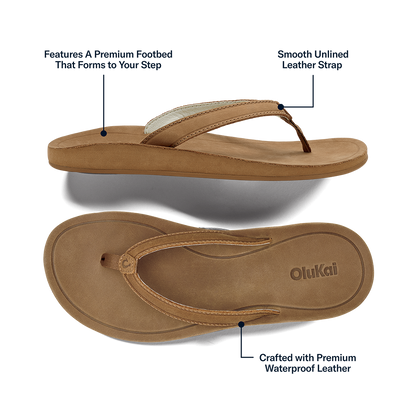 OluKai Southshore Women’s Waterproof Leather Sandals - Toffee
