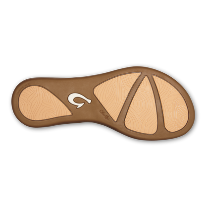 OluKai Honu Women’s Leather Sandals - Bright White / Golden Sand