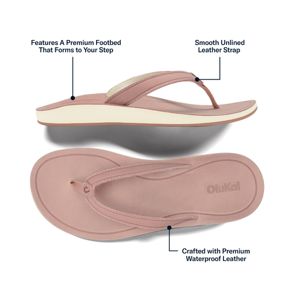 OluKai Southshore Women’s Waterproof Leather Sandals - Soft Pink