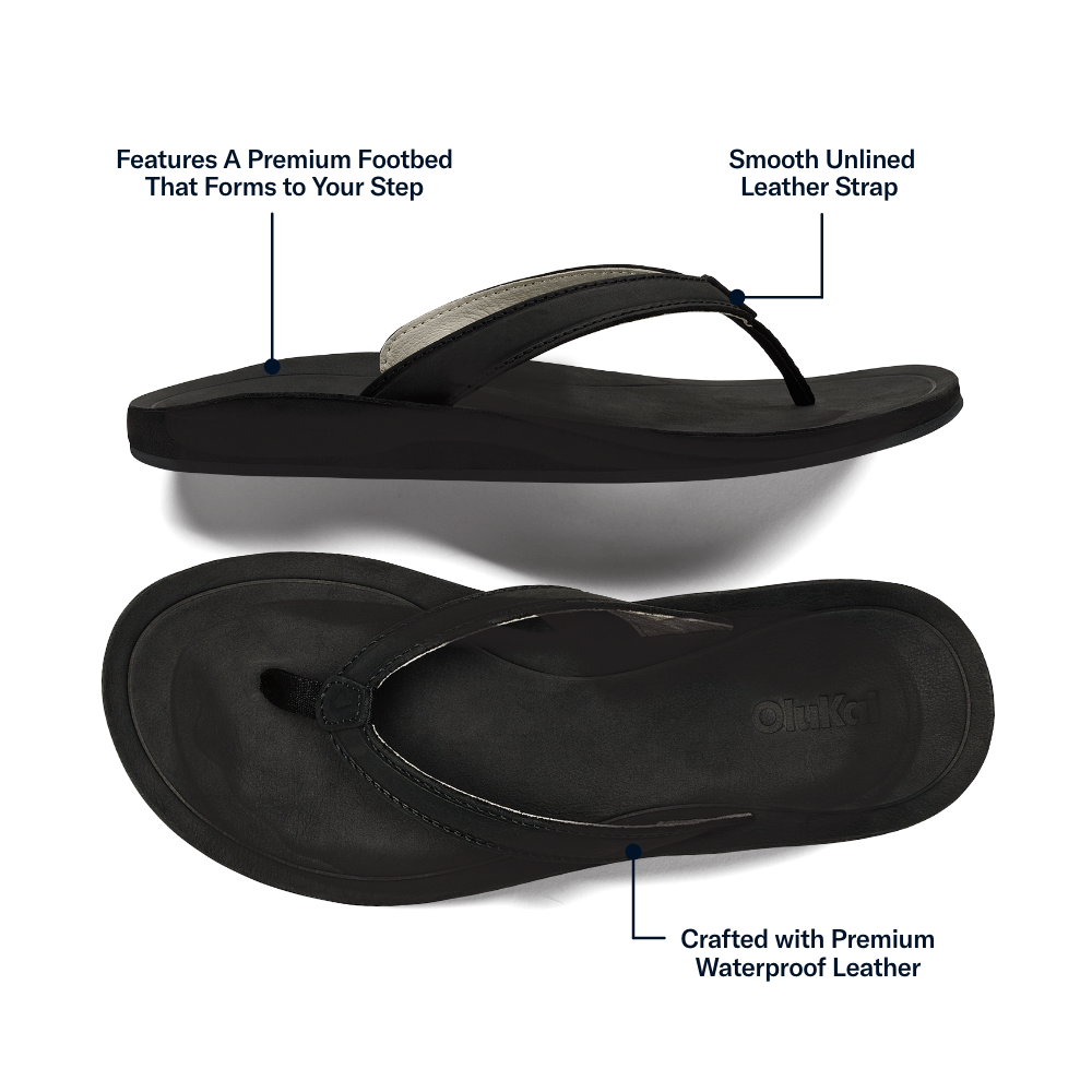 OluKai Southshore Women’s Waterproof Leather Sandals - Lava Rock