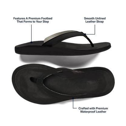 OluKai Southshore Women’s Waterproof Leather Sandals - Lava Rock
