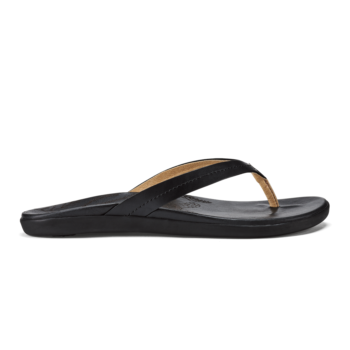 OluKai Honu Women’s Leather Beach Sandals - Black