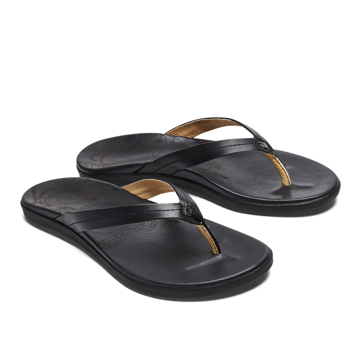 OluKai Honu Women’s Leather Beach Sandals - Black