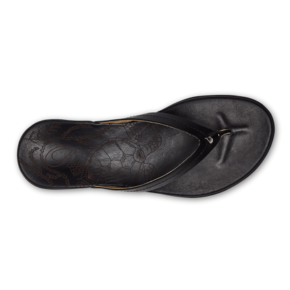 OluKai Honu Women’s Leather Beach Sandals - Black