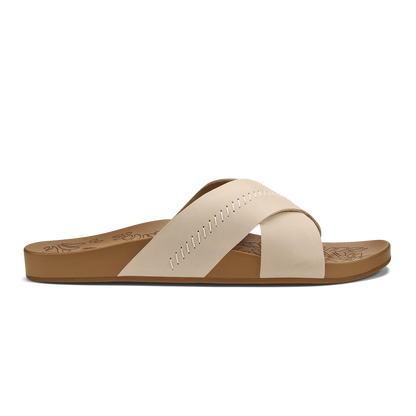 OluKai Kipe‘a ‘Olu Women‘s Slide Sandals - Puka / Tan