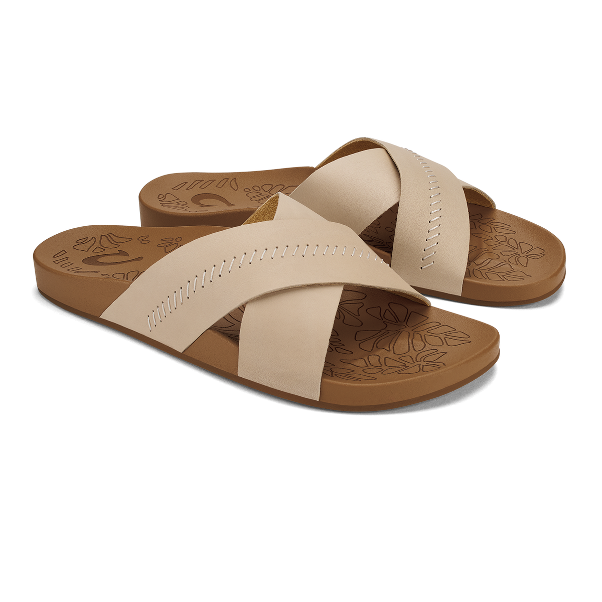 OluKai Kipe‘a ‘Olu Women‘s Slide Sandals - Puka / Tan