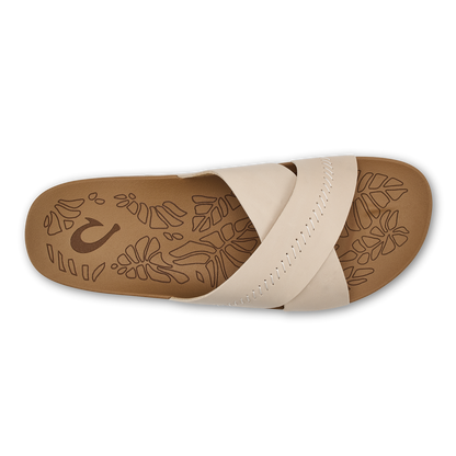 OluKai Kipe‘a ‘Olu Women‘s Slide Sandals - Puka / Tan