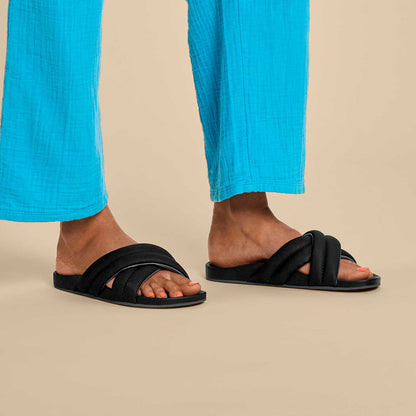 OluKai Hila Women’s Beach Slide Sandals - Black